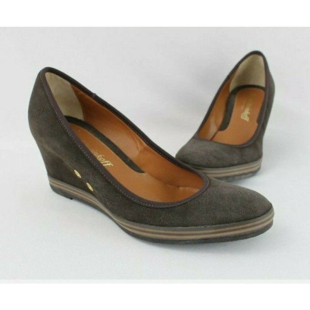 Michael Pasinkoff Brown Suede Round Toe Wedge Heel Shoe Size 41 /10